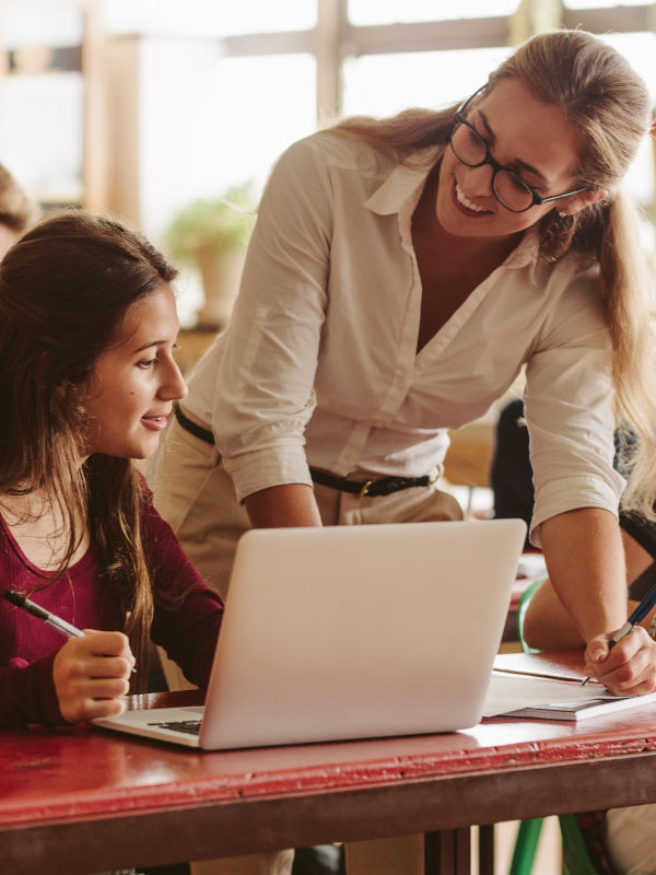 Teacher happy to help student